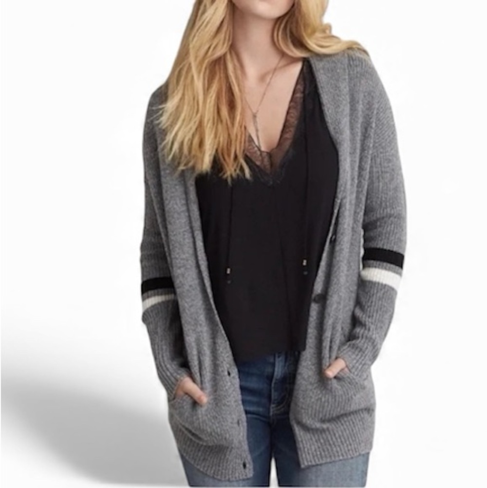 American Eagle Outfitters Gray Button Front Long Cardigan